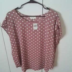 Pink Polka Dot Print Top